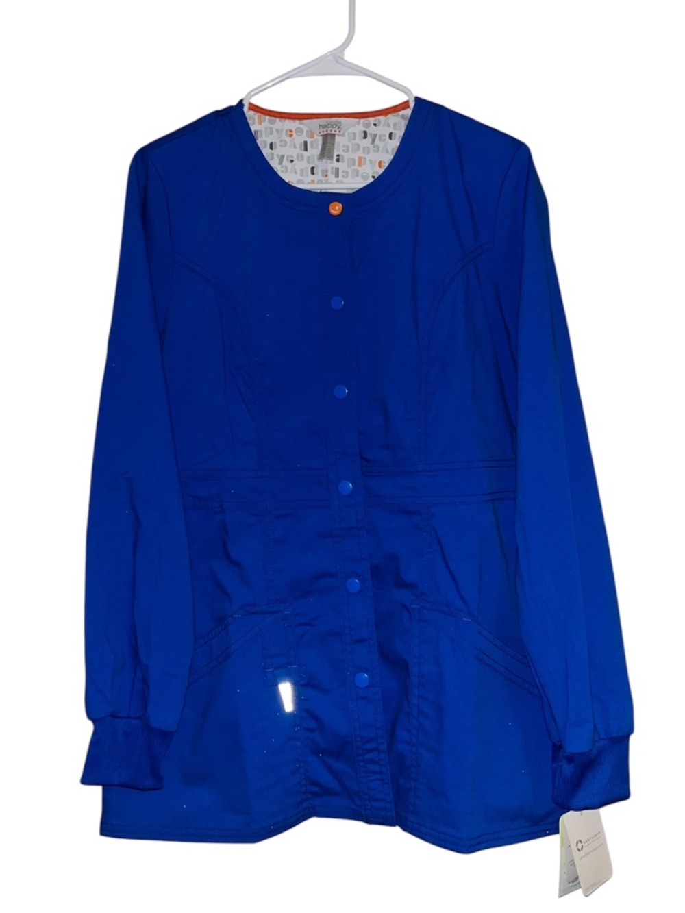 Code Happy Women Blue Bliss Snap Front Fluid Barrier Medical Warm-up Jacket Sz-S